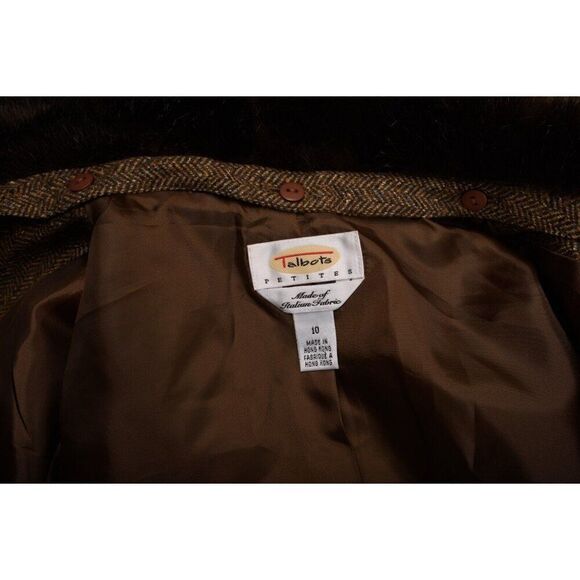 Vintage Talbots Womans Pant Suit Blazer 10-12 P Brown Herringbone Wool Blend NWT - Picture 12 of 14